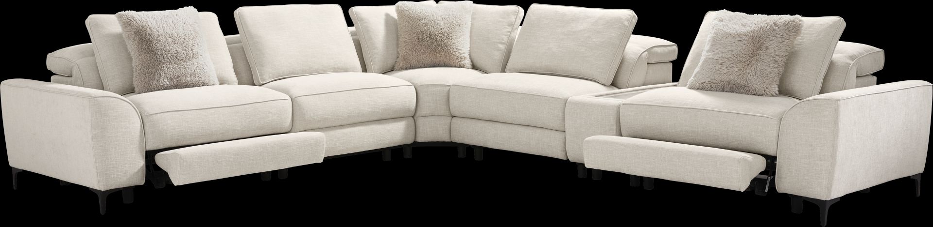 Aspen Sand 6 Pc Dual Power Reclining Sectional with Media Console - Image 1