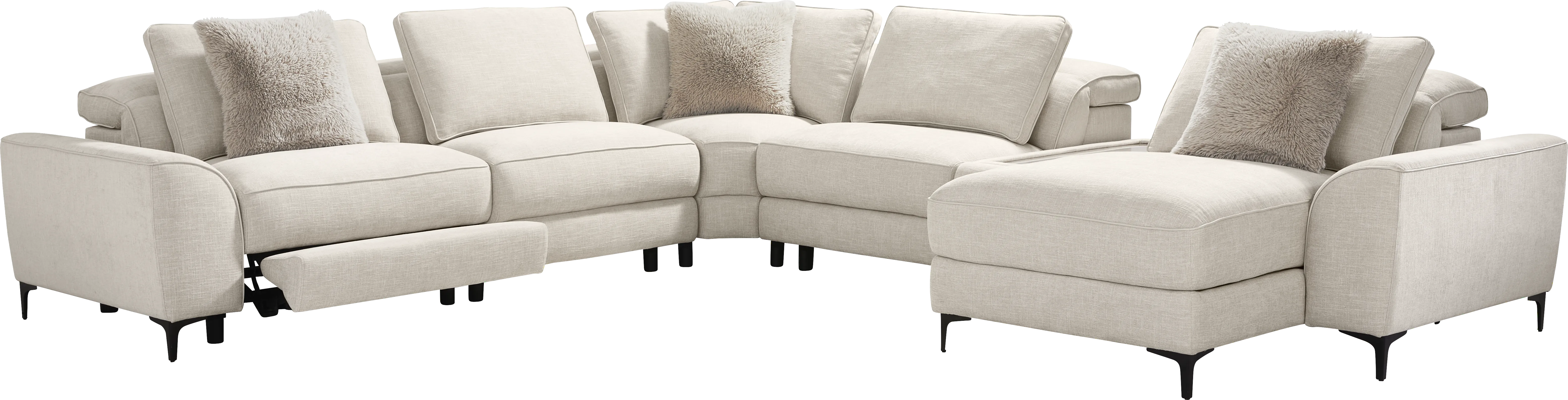 Aspen Sand 6 Pc Dual Power Reclining Sectional with Media Console - Thumbnail - Image 1