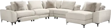 6 pc right dual power media sectional