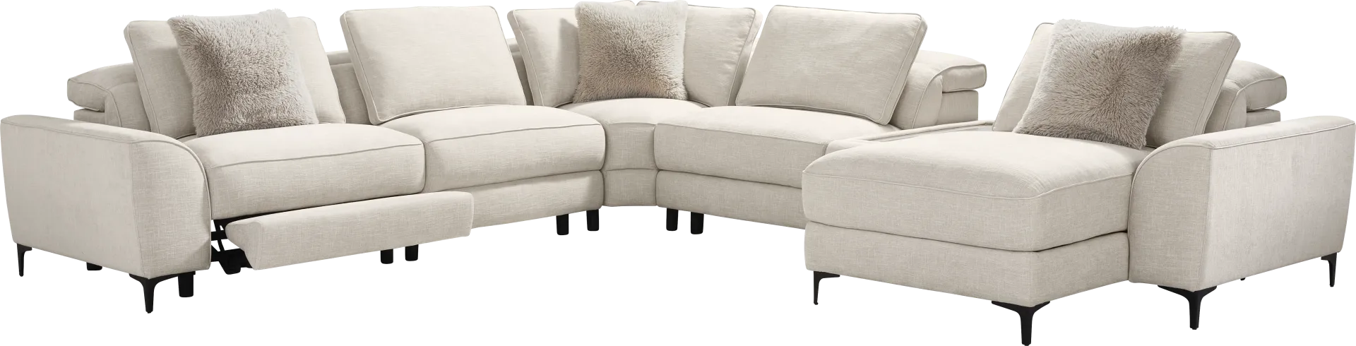 Aspen Sand 6 Pc Dual Power Reclining Sectional with Media Console - Image 1