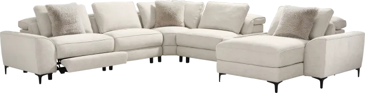 6 pc right dual power media sectional