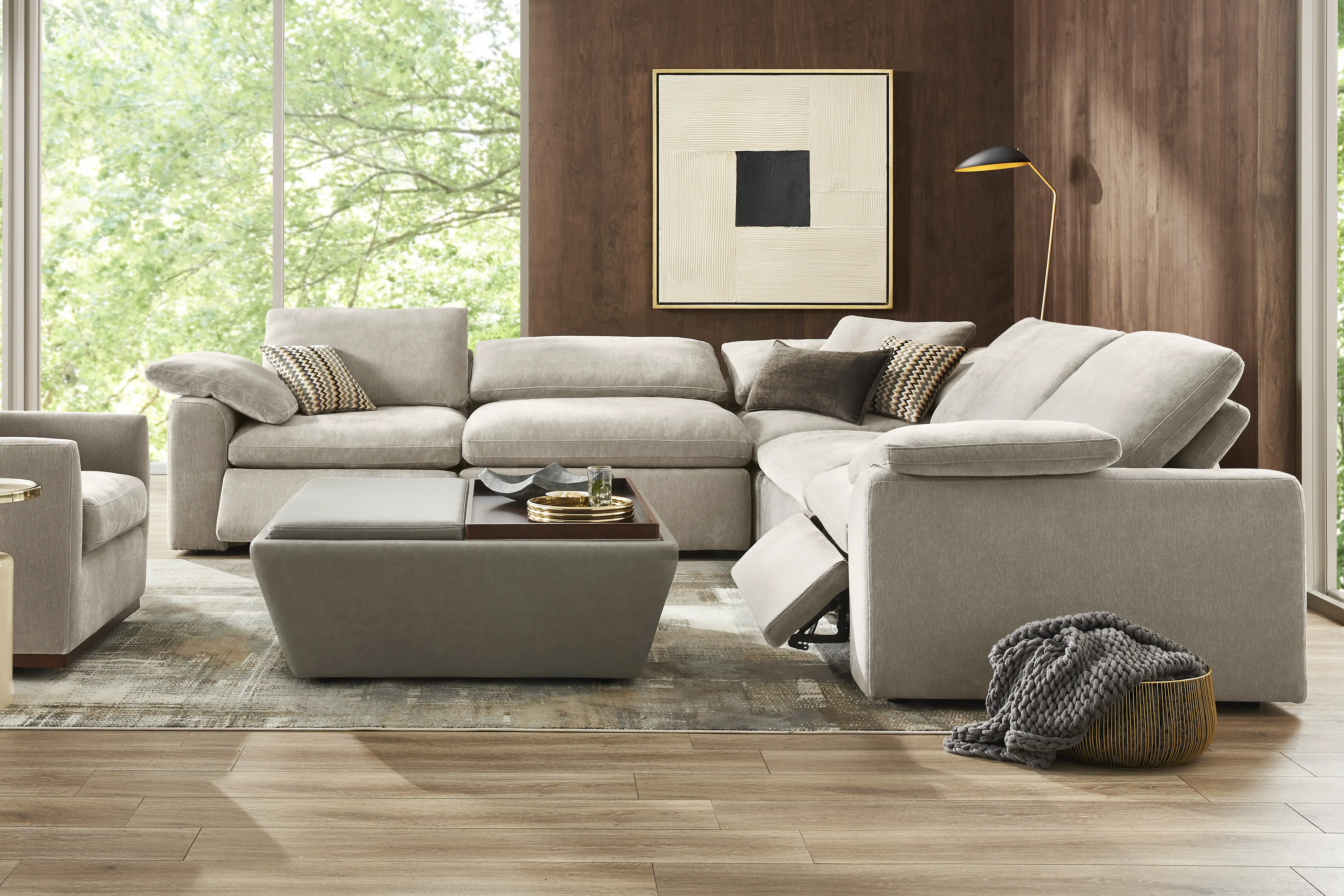 The Flow Gray 5 Pc Dual Power Reclining Sectional