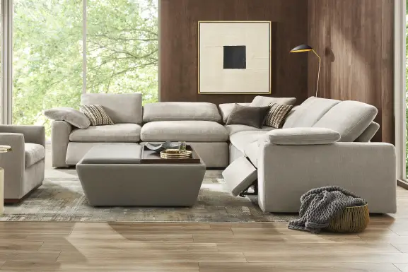 The Flow Gray 5 Pc Dual Power Reclining Sectional