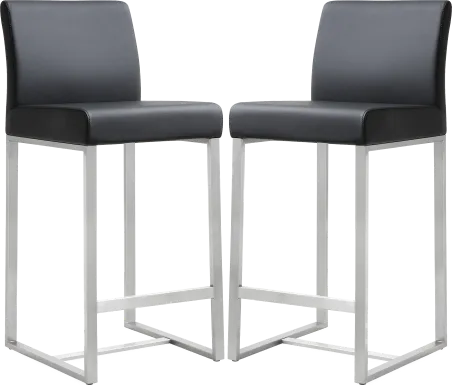 Silas Black Counter Height Stools (Set of 2)