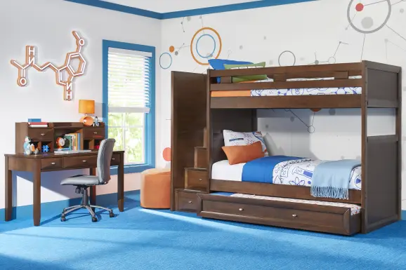 Ivy League 2.0 Walnut Full/Full Step Bunk Bed