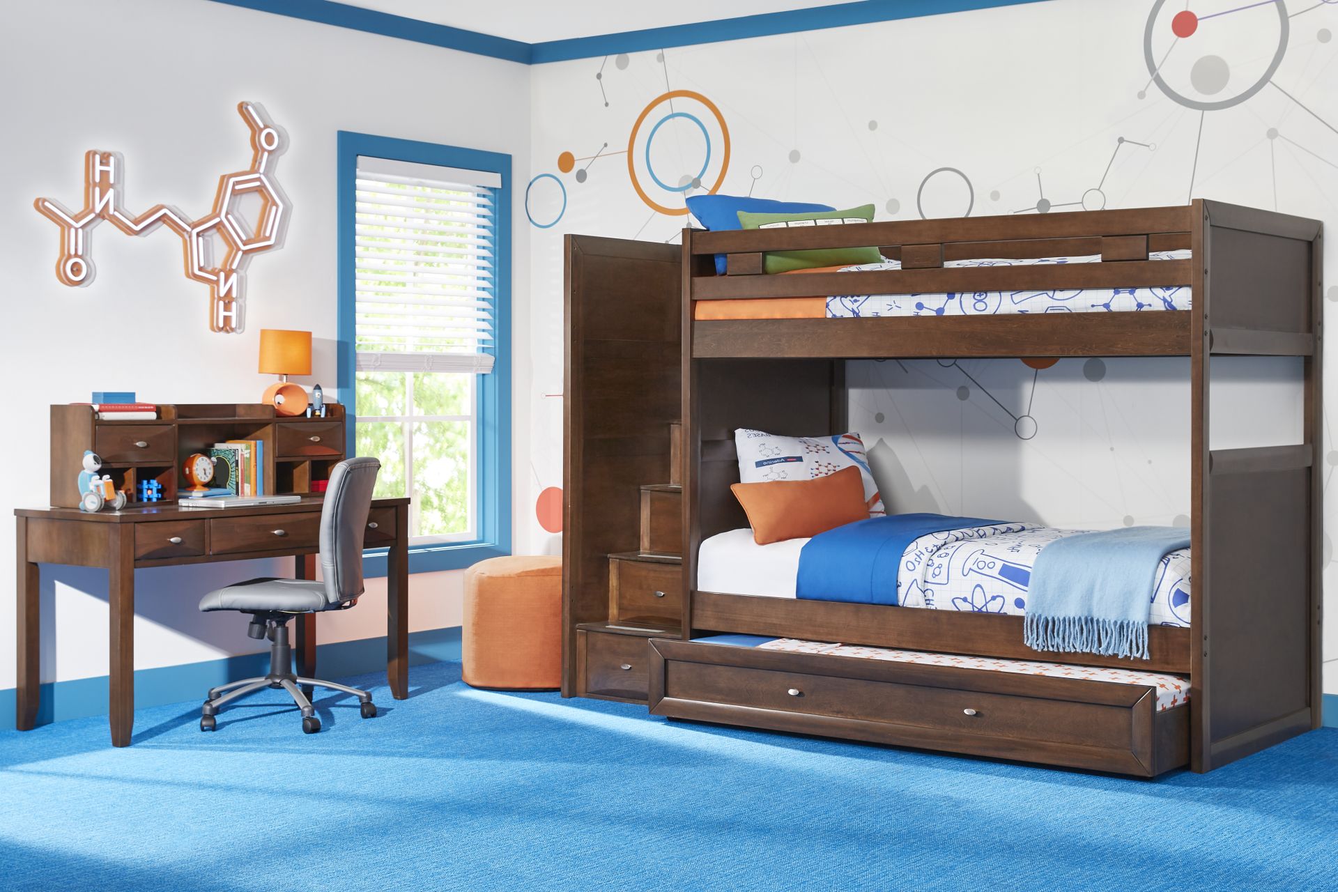 Ivy League 2.0 Walnut Full/Full Step Bunk Bed - Image 2