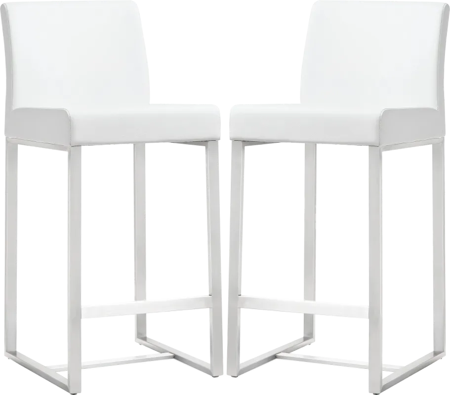 Silas White Counter Height Stools (Set of 2)