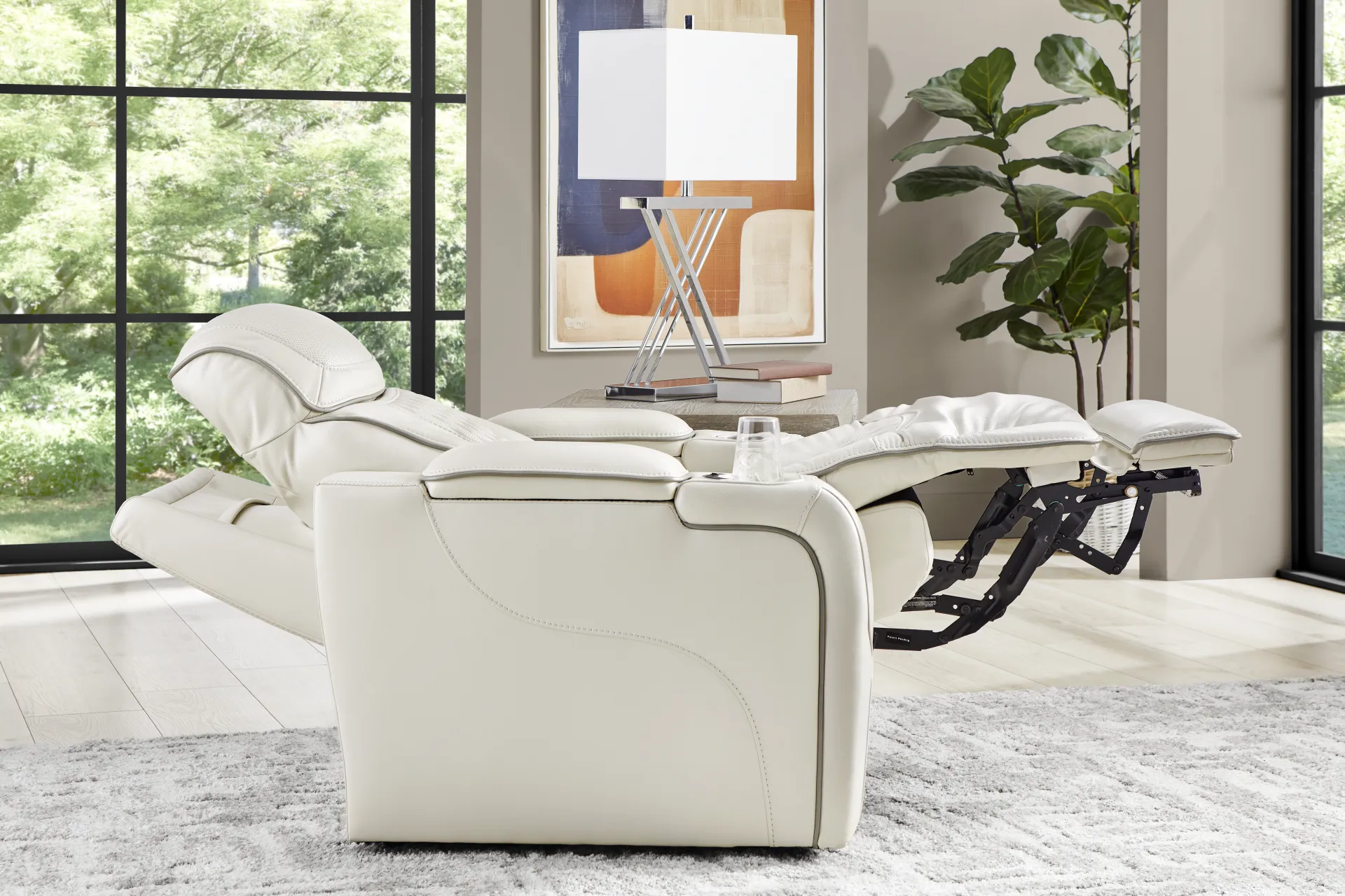 White Leather Sound Tech by Shaq Recliner To Go - Image 5