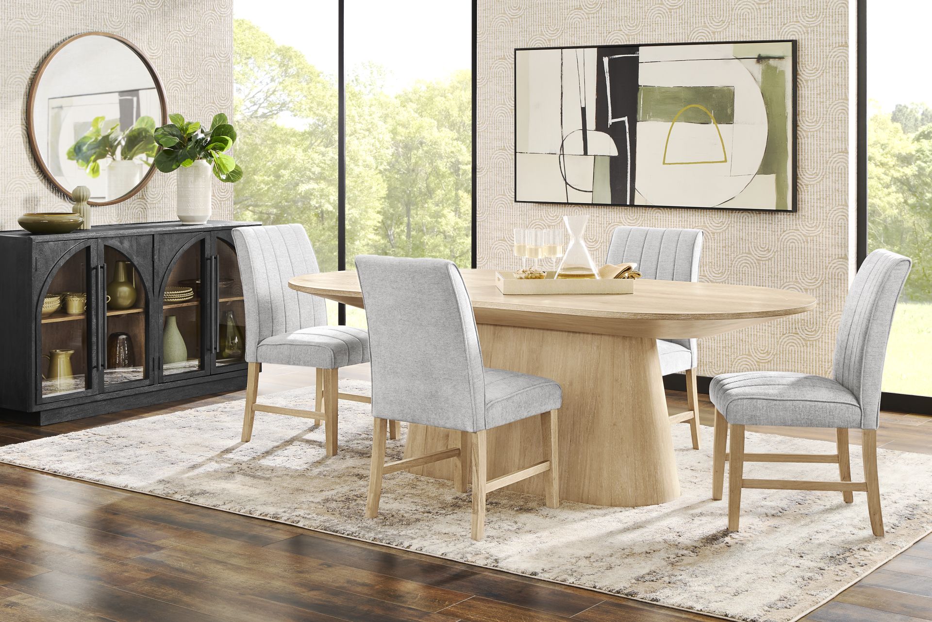 Kendall Natural 5 Pc Oval Dining Room with Gray Side Chairs - Image 1