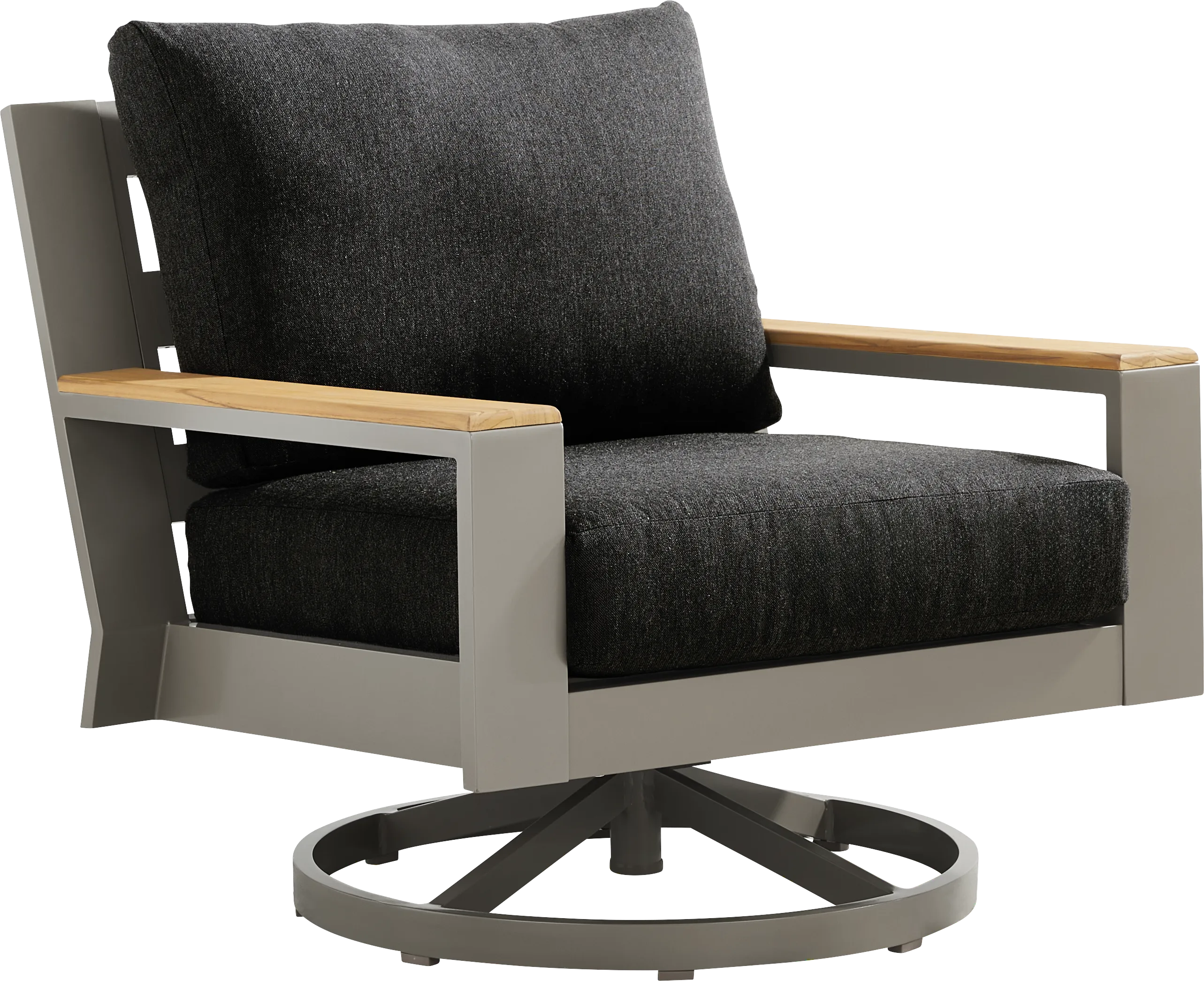 Solana Taupe Outdoor Swivel Rocker Club Chair with Charcoal Cushions - Thumbnail - Image 1
