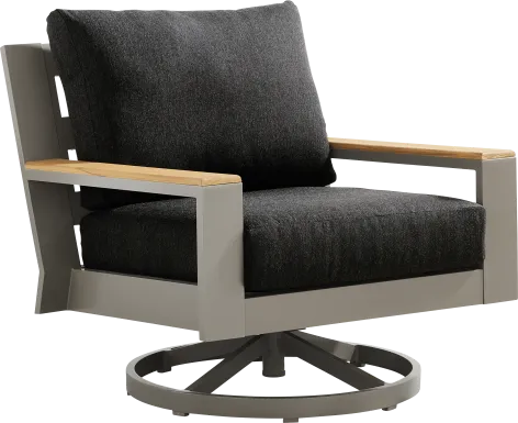 Solana Taupe Outdoor Swivel Rocker Club Chair with Charcoal Cushions