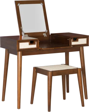 Portsher Walnut Vanity Set