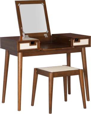 Portsher Walnut Vanity Set