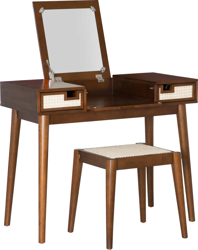 Portsher Walnut Vanity Set