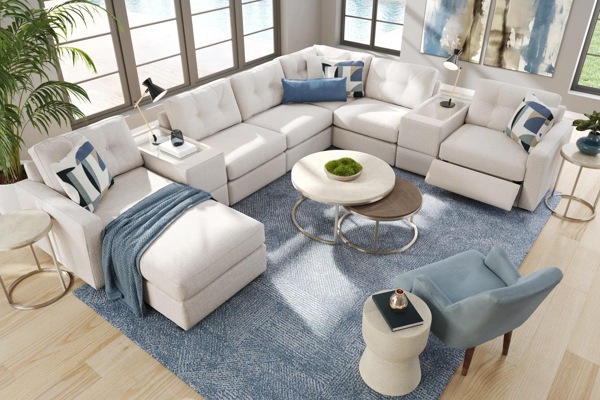 Off-White 8 Pc Power Reclining ModularOne - Image 1