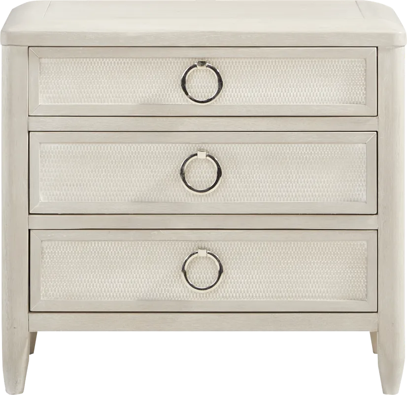 Maldive White 3-Drawer Nightstand