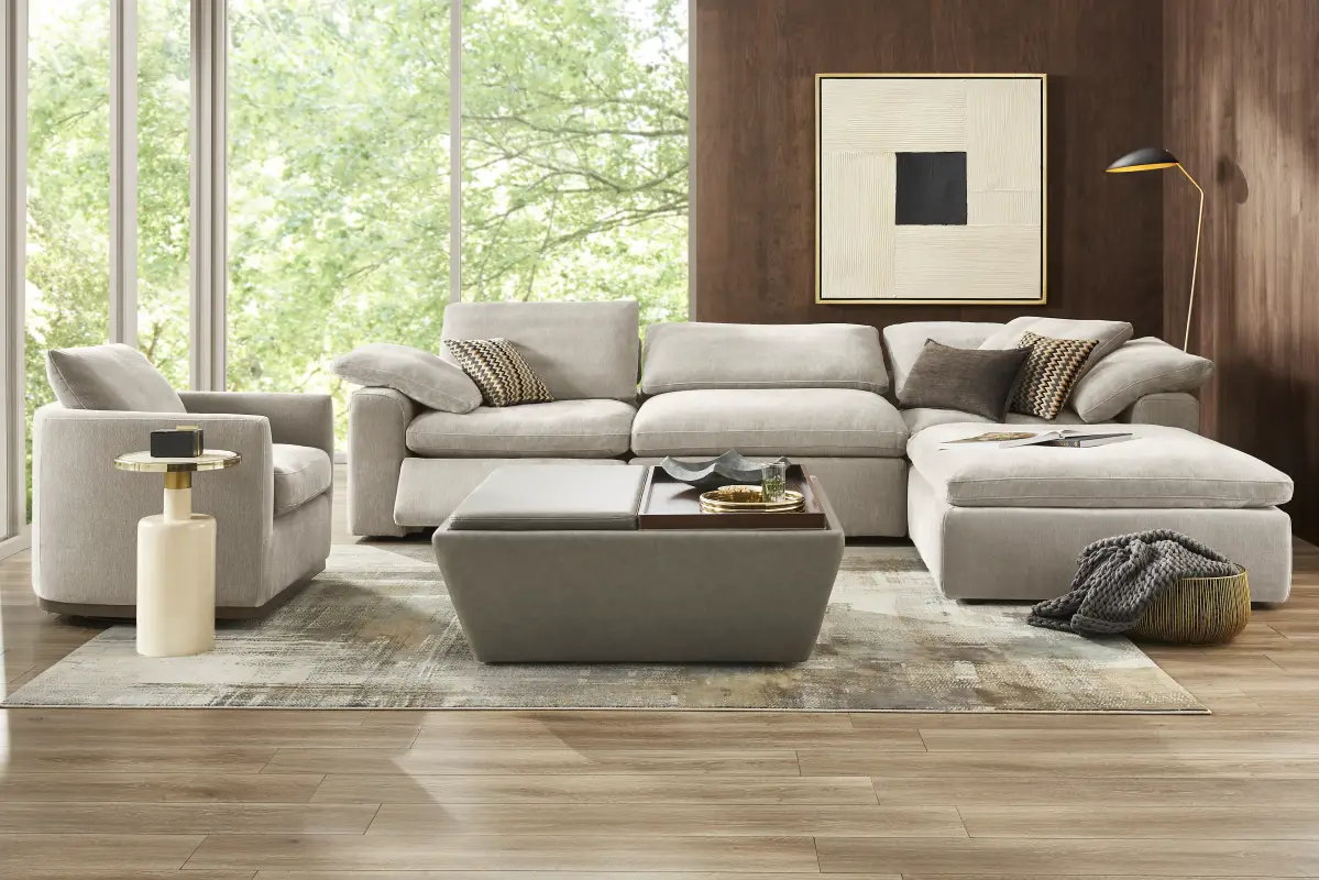 The Flow Gray 4 Pc Dual Power Reclining Sectional