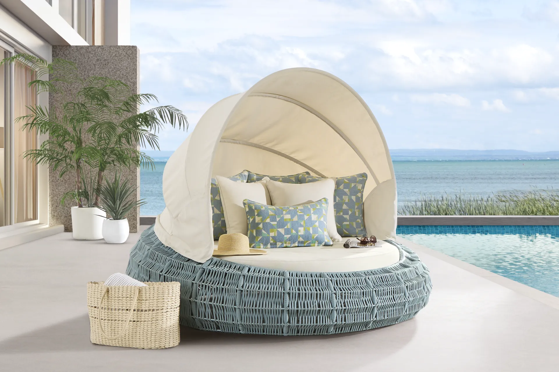 Malibu Teal Outdoor Daybed - Image 5
