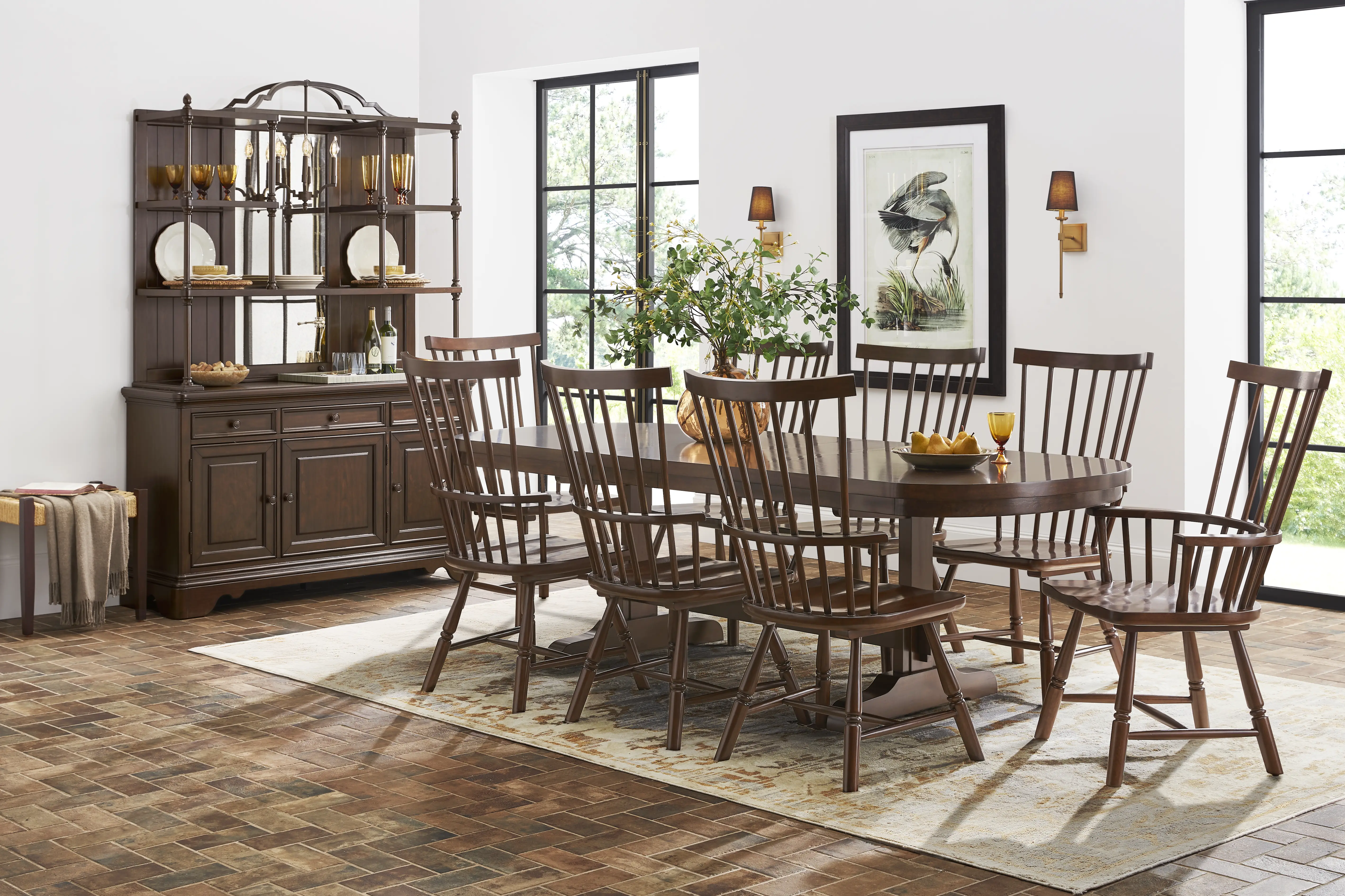 Tullius Brown 9 Pc Dining Room with Arm Chairs - Thumbnail - Image 1