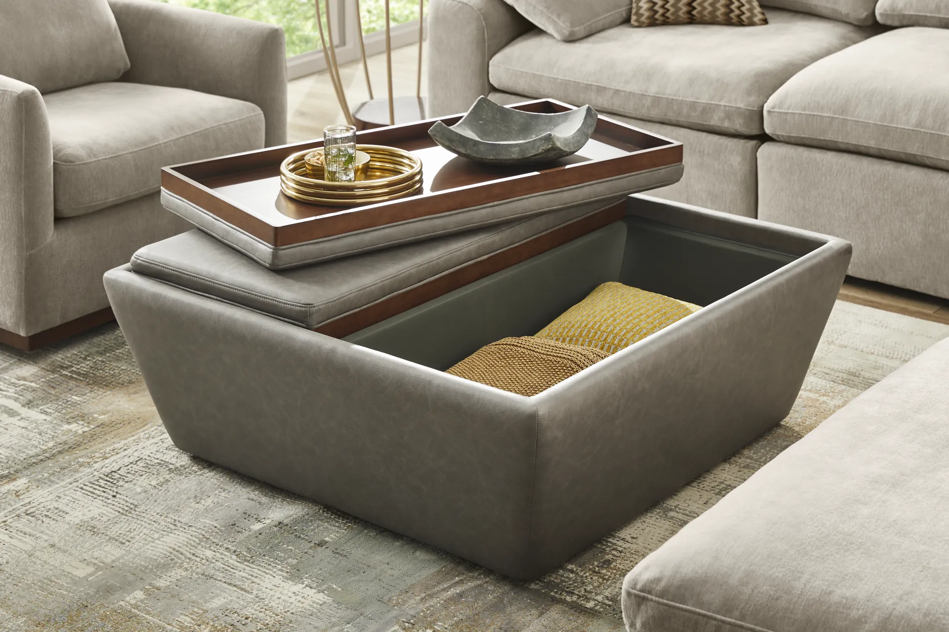 The Flow Gray Storage Ottoman - Image 4