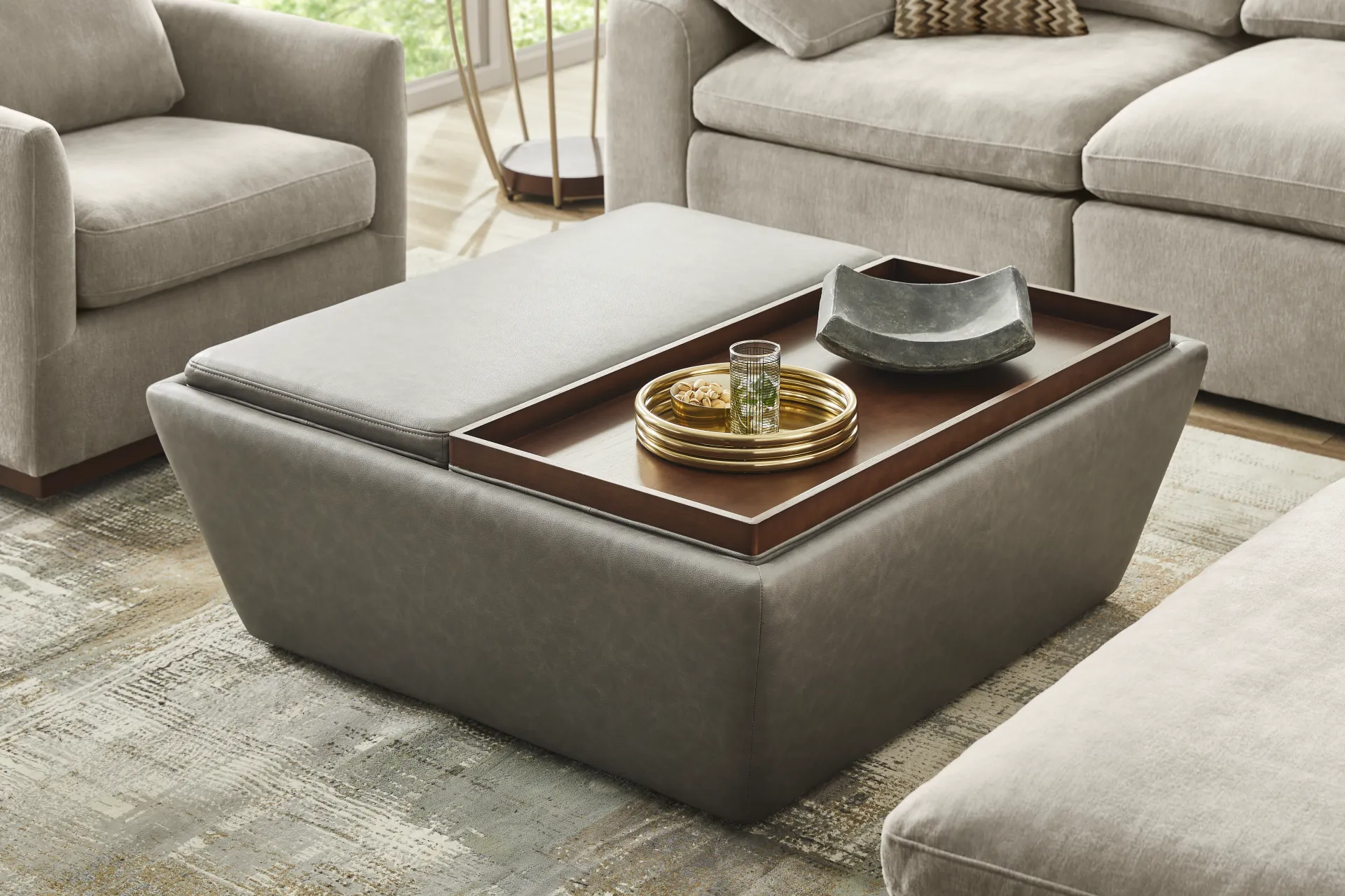 The Flow Gray Storage Ottoman - Image 3