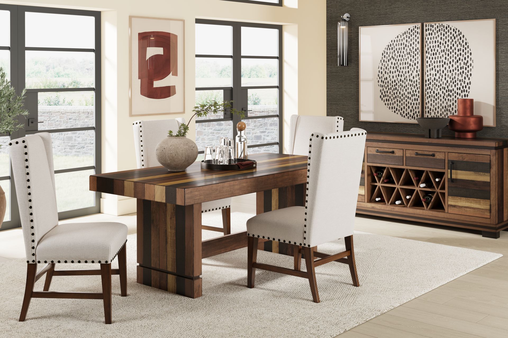 Westover Hills II Brown 5 Pc Rectangle Dining Room with Upholstered Chairs - Image 1