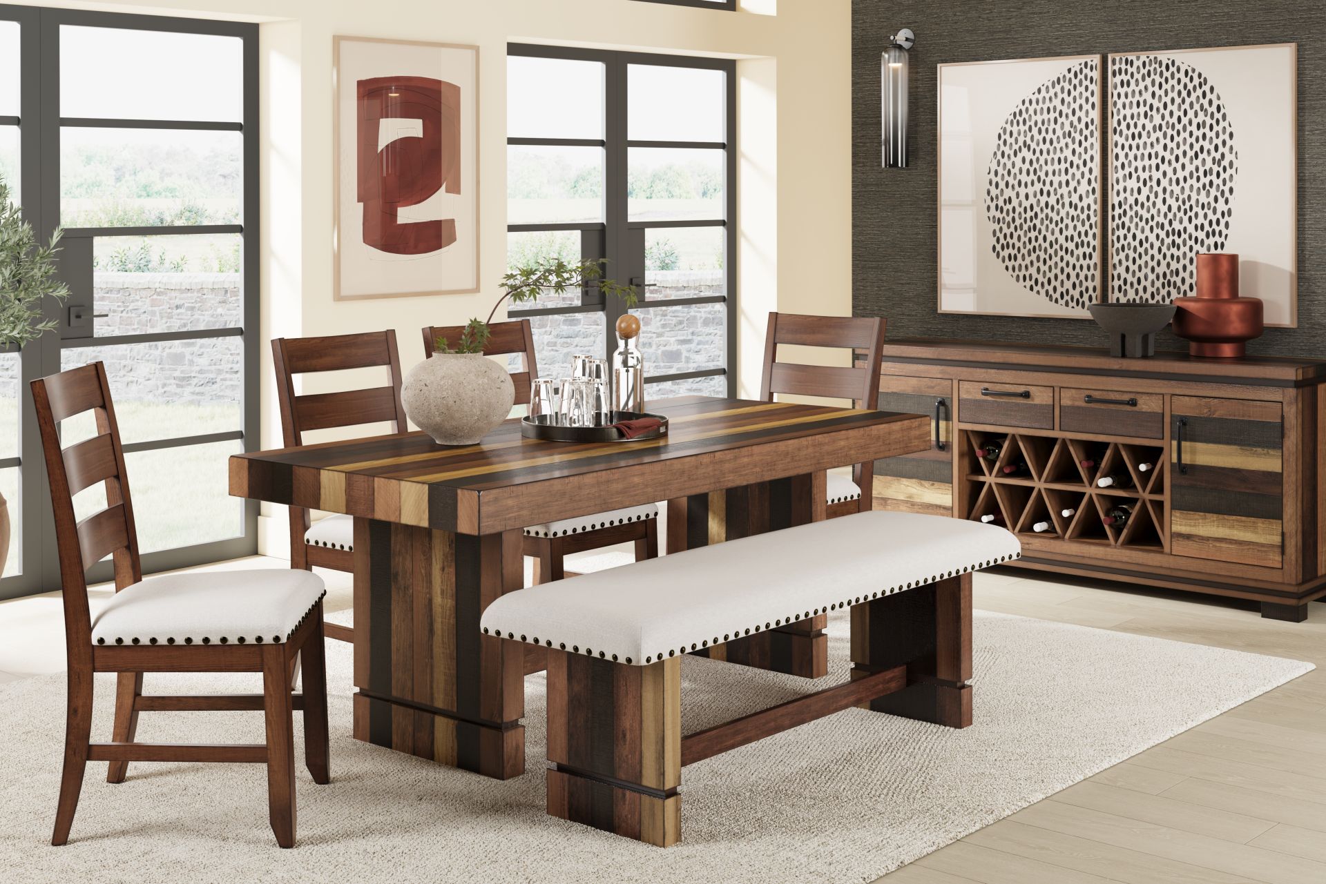 Westover Hills II Brown 6 Pc Rectangle Dining Room with Side Chairs and Bench - Image 1