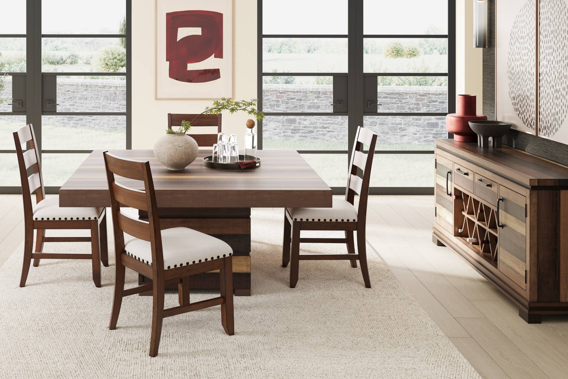 Westover Hills II Brown 5 Pc Square Dining Room with Side Chairs full room