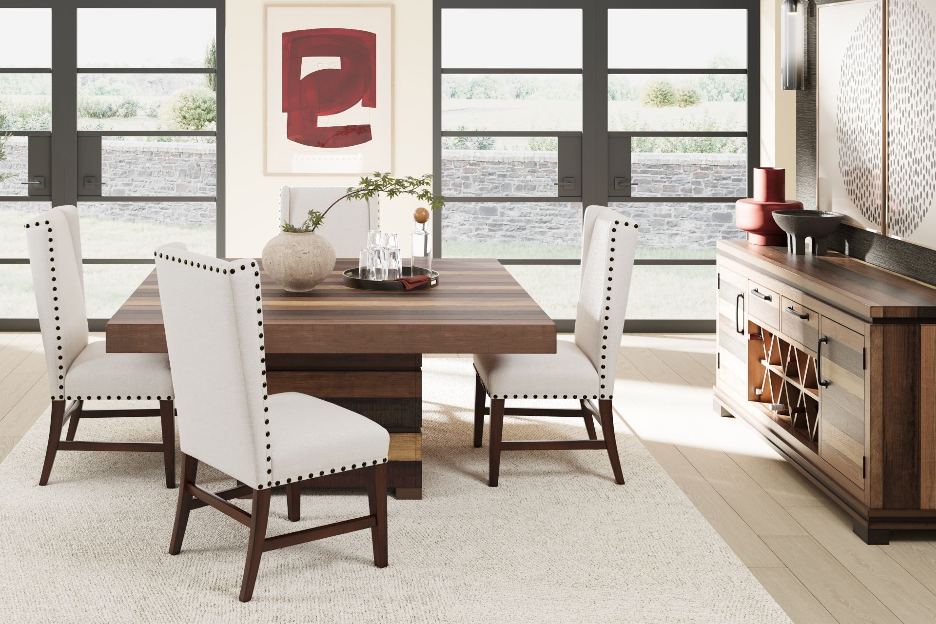 Westover Hills II Brown 5 Pc Square Dining Room with Upholstered Chairs - Image 1