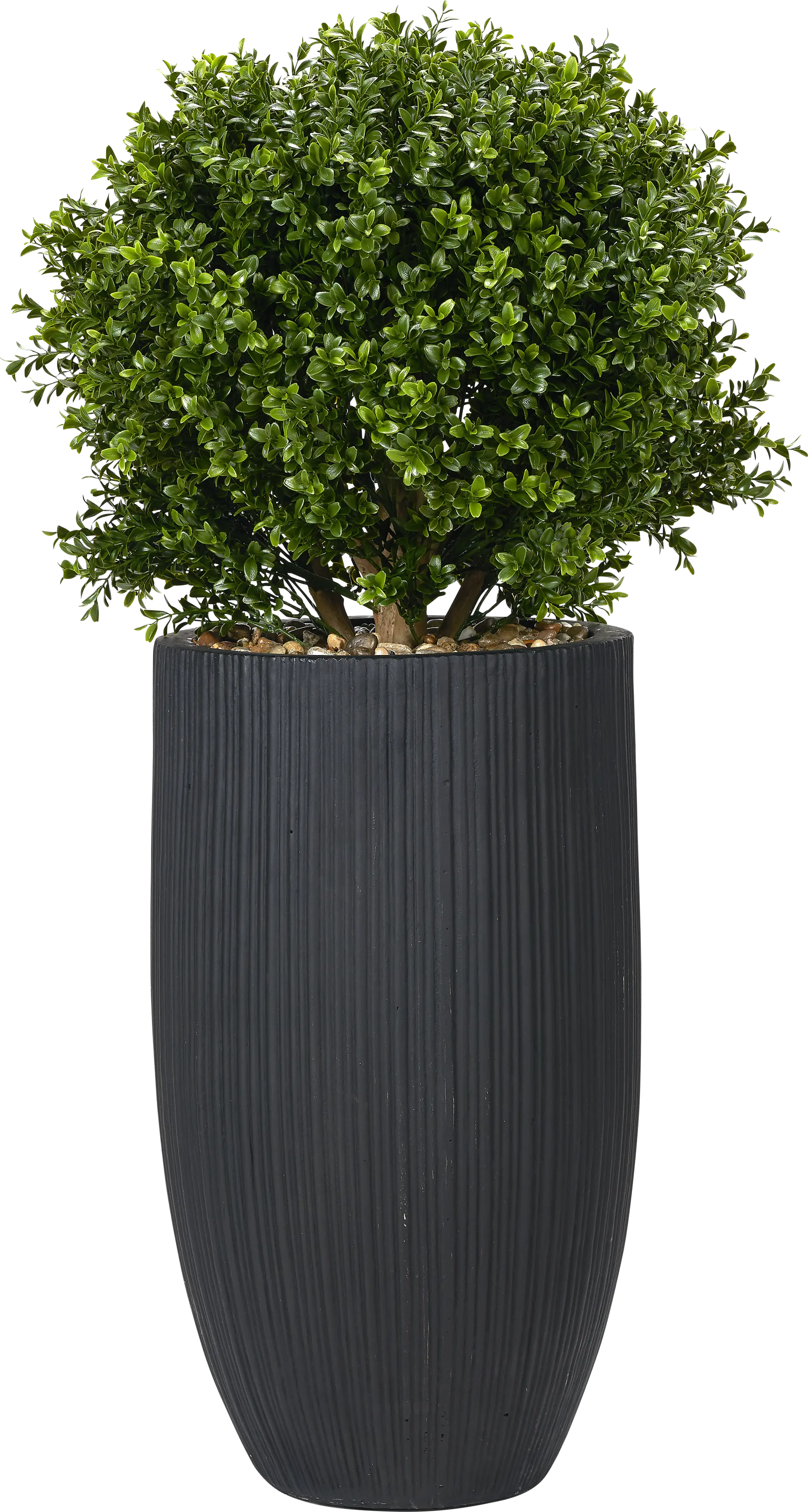 Buis Green 41 in. UV Artifical Boxwood Ball in Black Planter