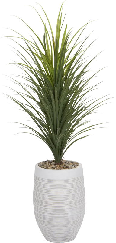 Travni Green 58 in. UV Artificial Grass in White Planter