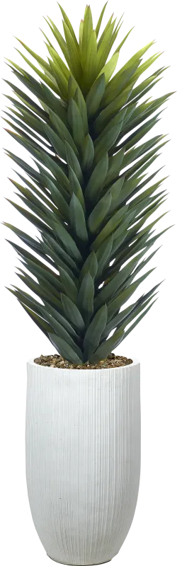Sisalanna Green 60 in.UV Artificail Agave Plant in White Planter