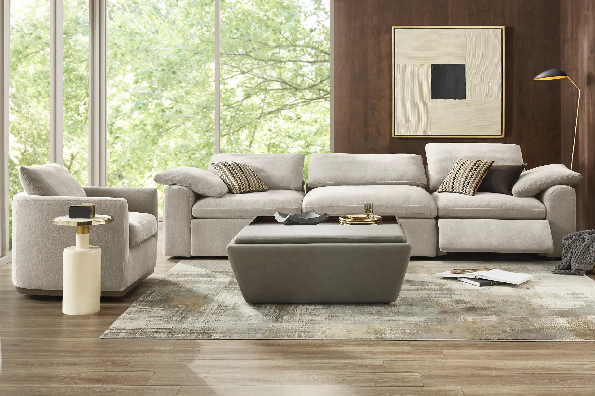 The Flow Gray 3 Pc Dual Power Reclining Sofa - Image 2