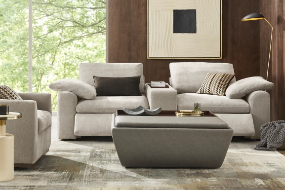 The Flow Gray 3 Pc Dual Power Reclining Sectional with Console