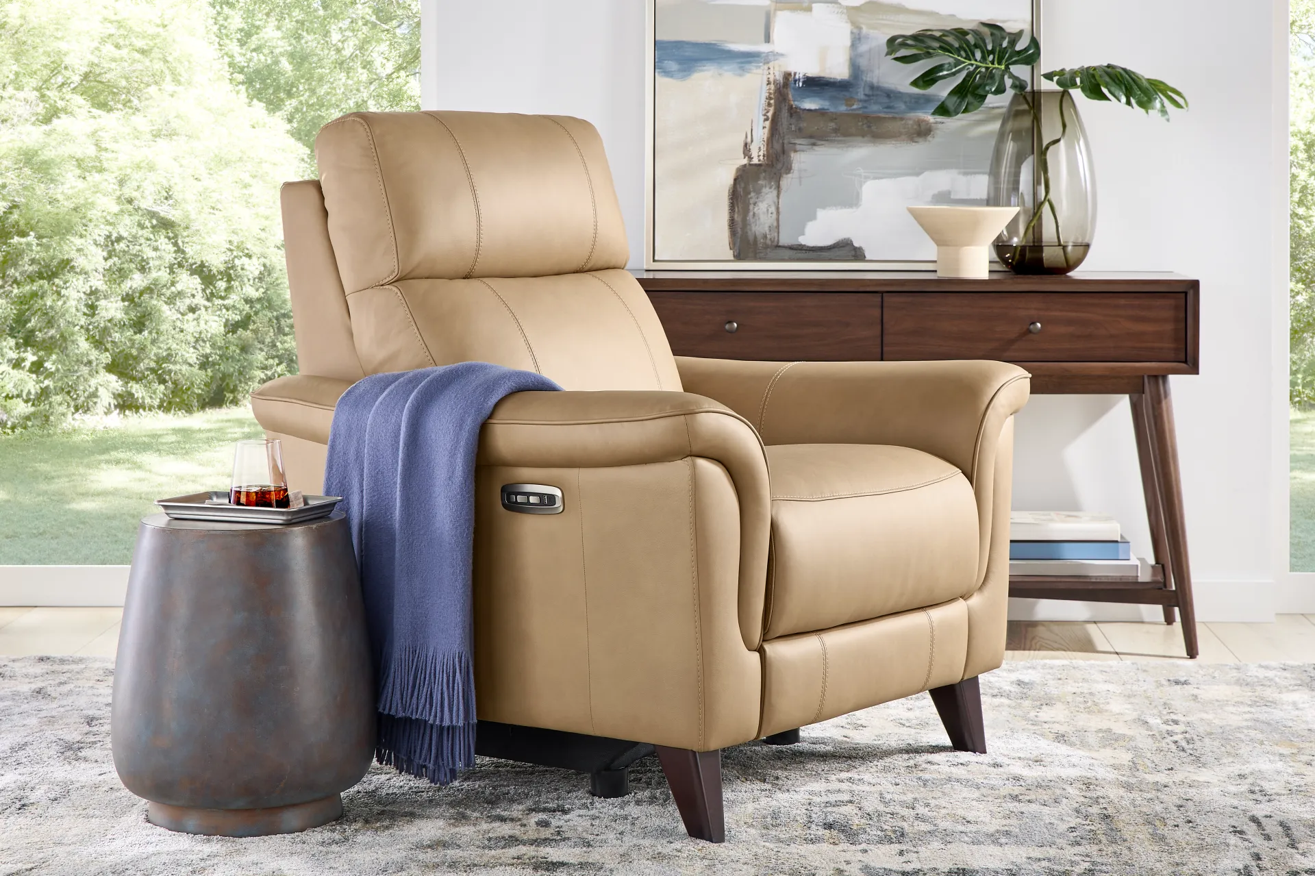 Antonella Tan Leather Dual Power Recliner - Image 5