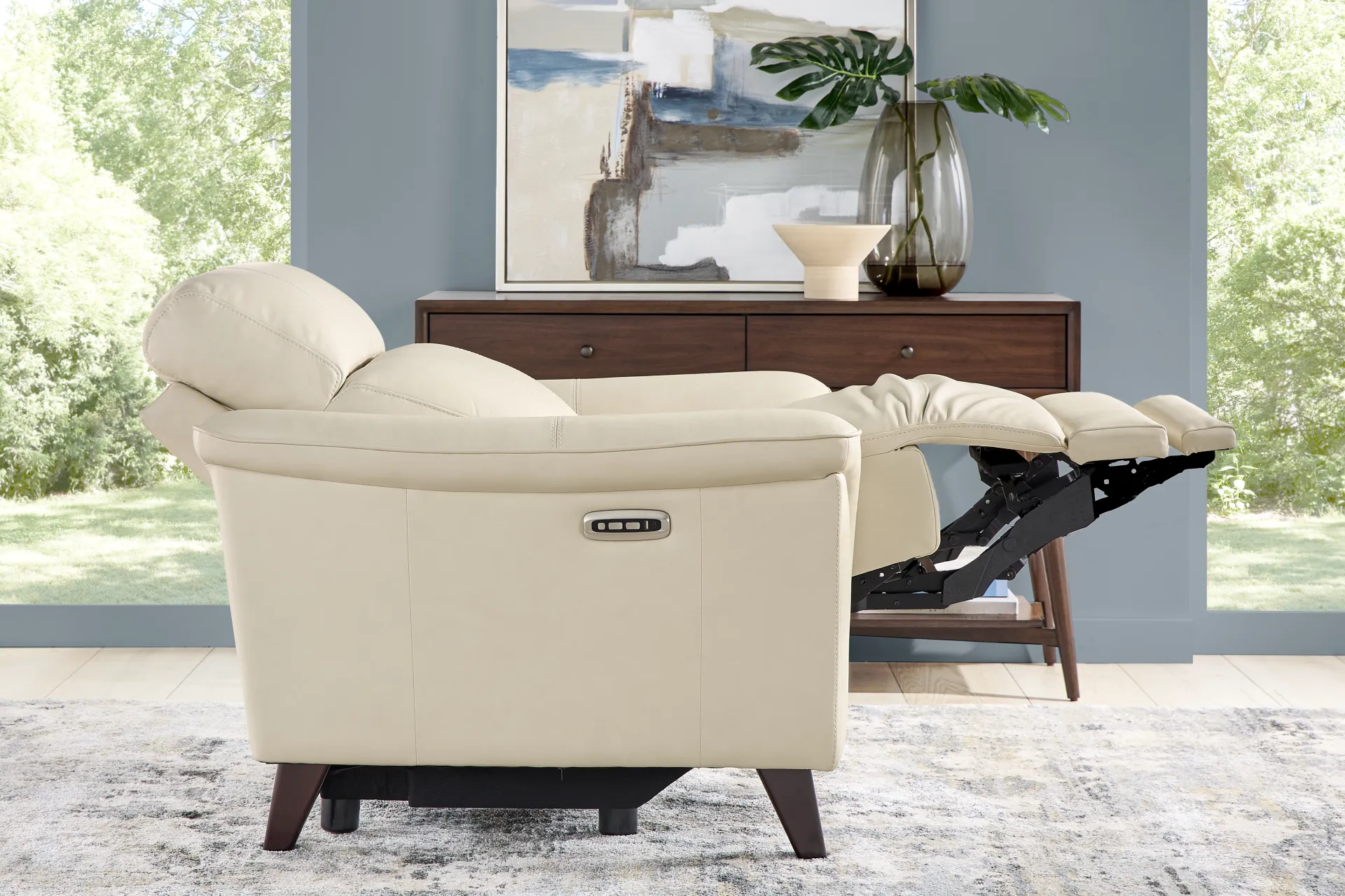 Antonella Beige Leather Dual Power Recliner - Image 6