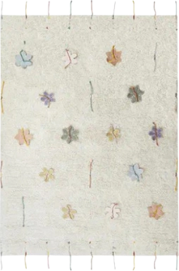 Kids Natural 4' x 5'3 Wildflowers Machine Washable Rug