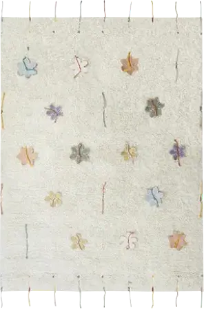 Kids Natural 4' x 5'3 Wildflowers Machine Washable Rug