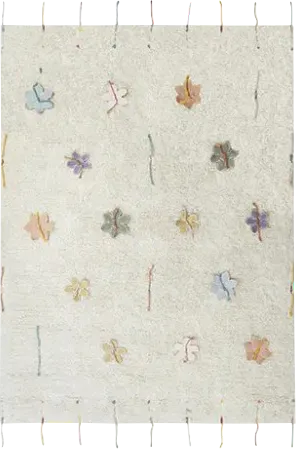 Kids Natural 4' x 5'3 Wildflowers Machine Washable Rug - Image 1