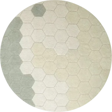 Kids Ivory 4'7 Honeycomb Machine Washable Round Rug