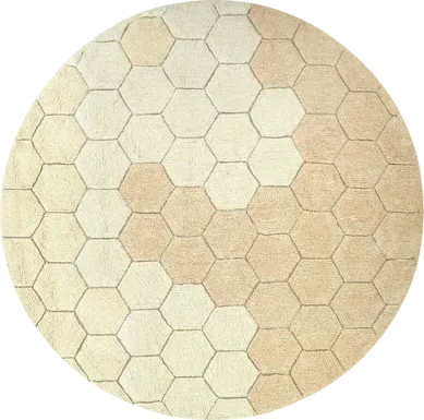 Kids Gold 4'7 Honeycomb Machine Washable Round Rug