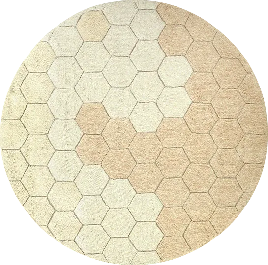 Kids Gold 4'7 Honeycomb Machine Washable Round Rug