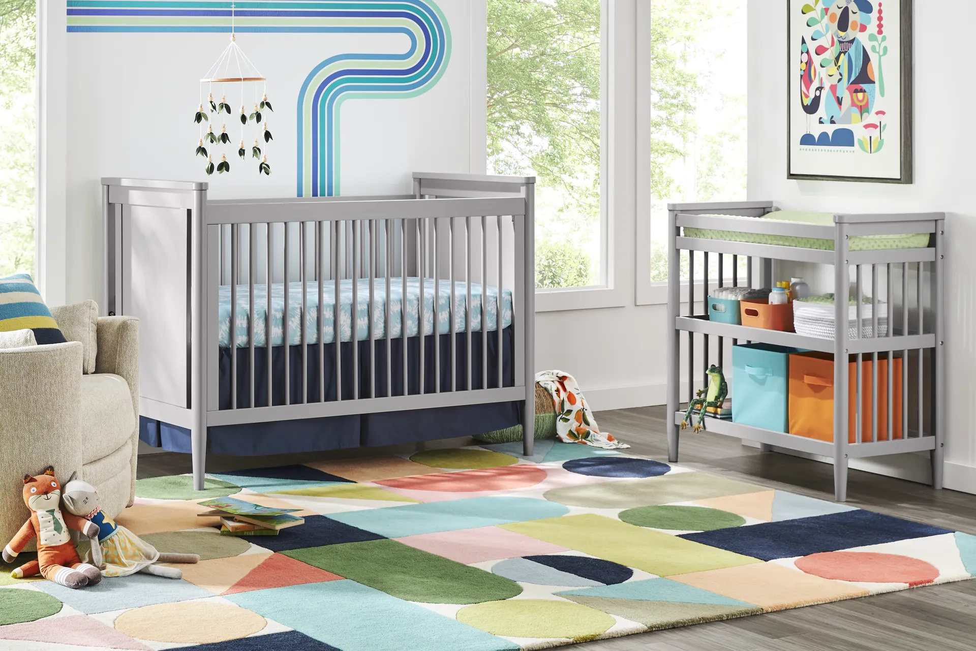 Kids Modern Colors Light Gray Changing Table - Image 1