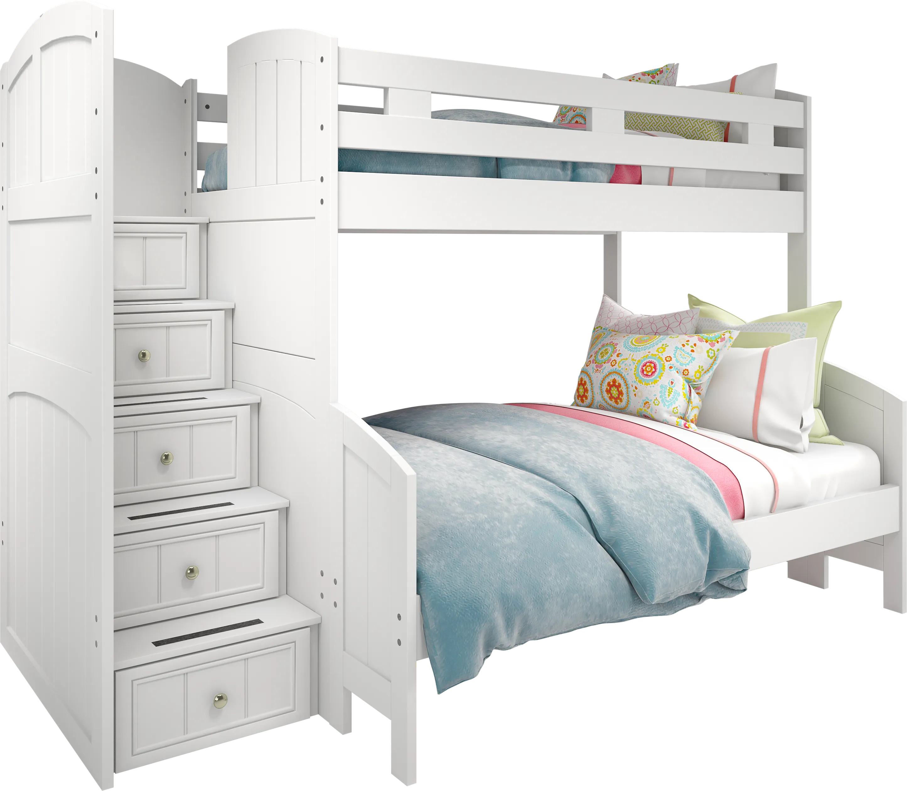 Kids Cottage Colors White Twin/Full Step Bunk - Thumbnail - Image 1