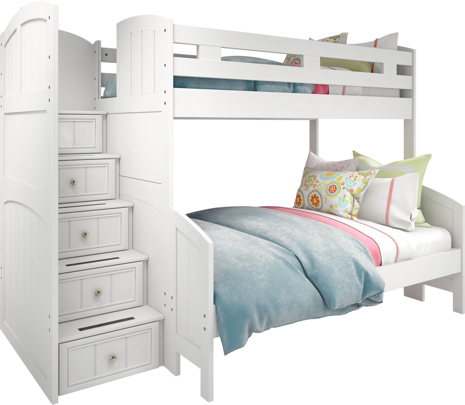 Kids Cottage Colors White Twin/Full Step Bunk - Image 1