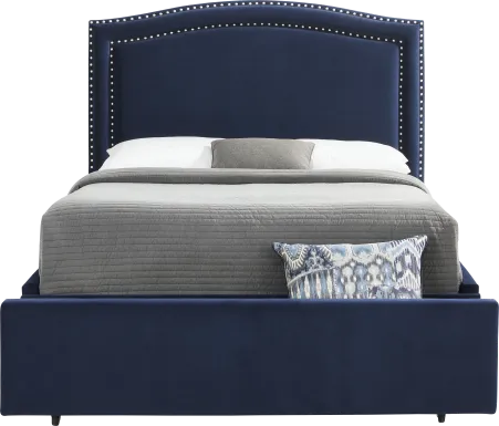 Loden II Blue 3 Pc King Upholstered Storage Bed