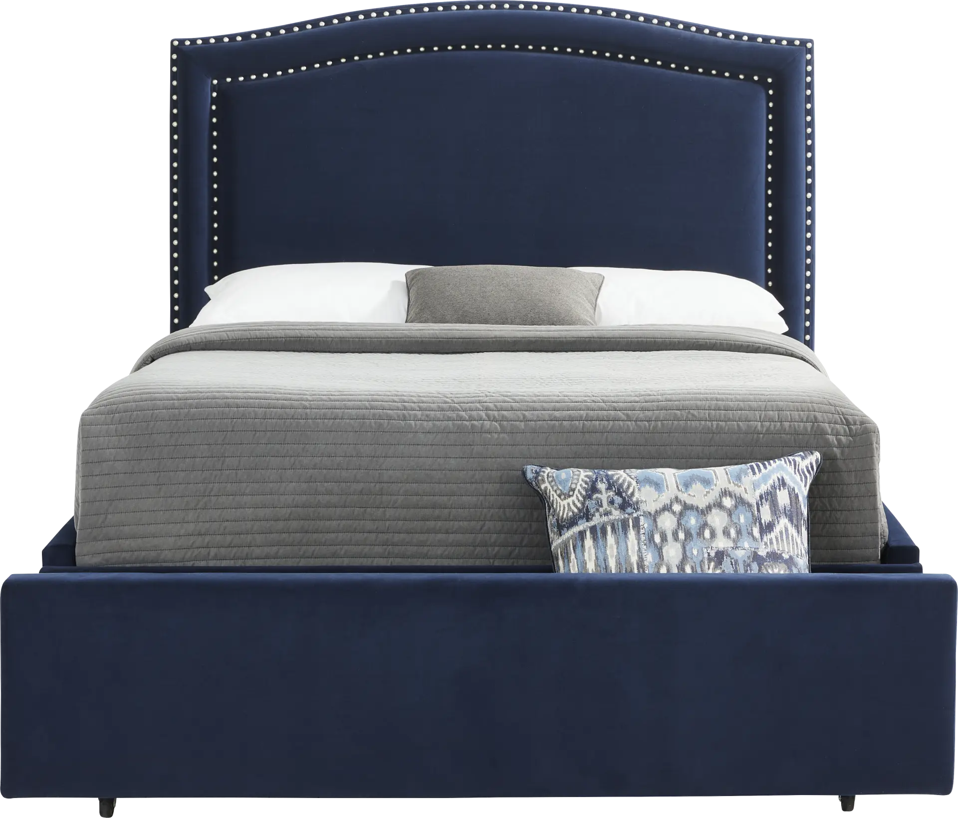 Loden II Blue 3 Pc Queen Upholstered Storage Bed