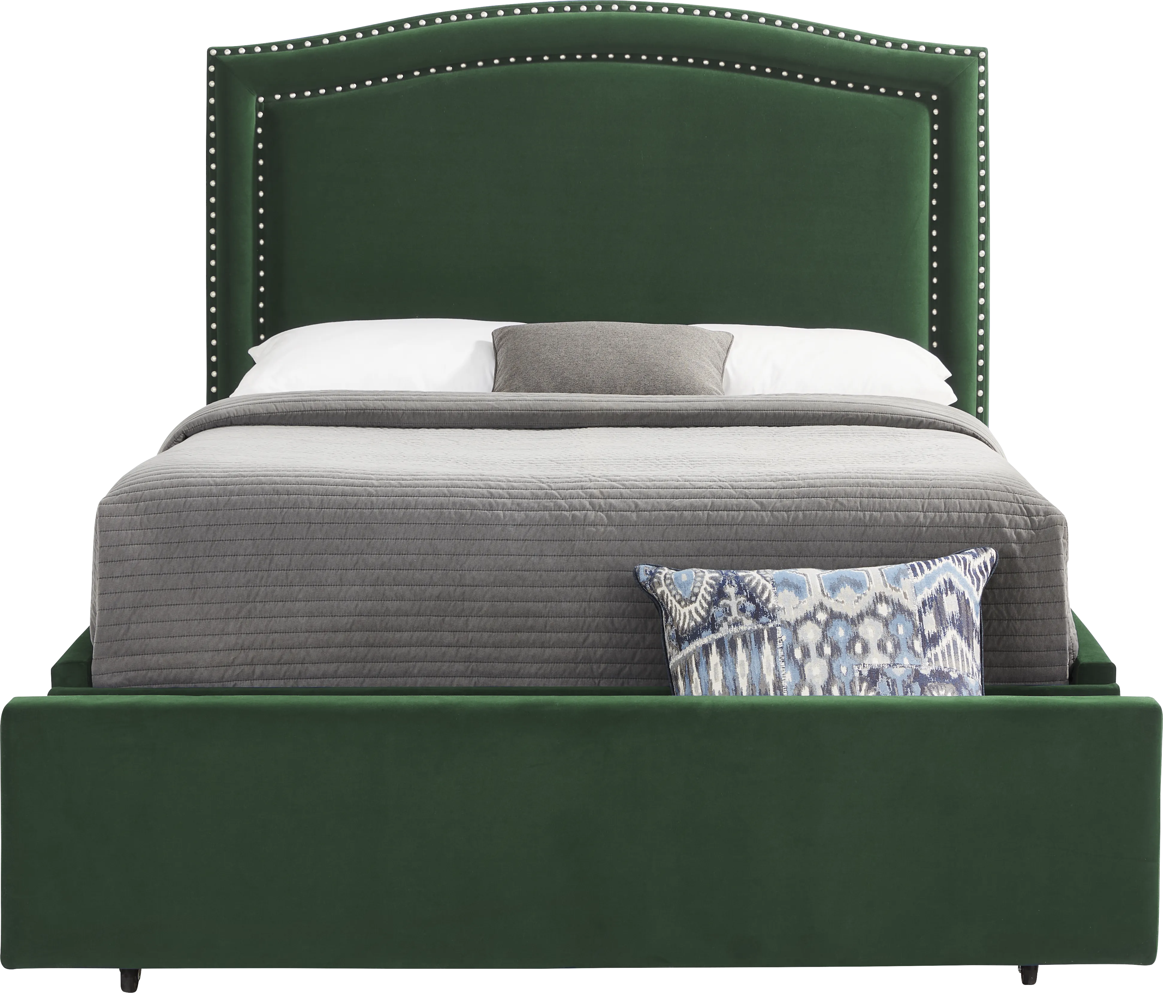 Loden II Green 3 Pc Queen Upholstered Storage Bed - Thumbnail - Image 1