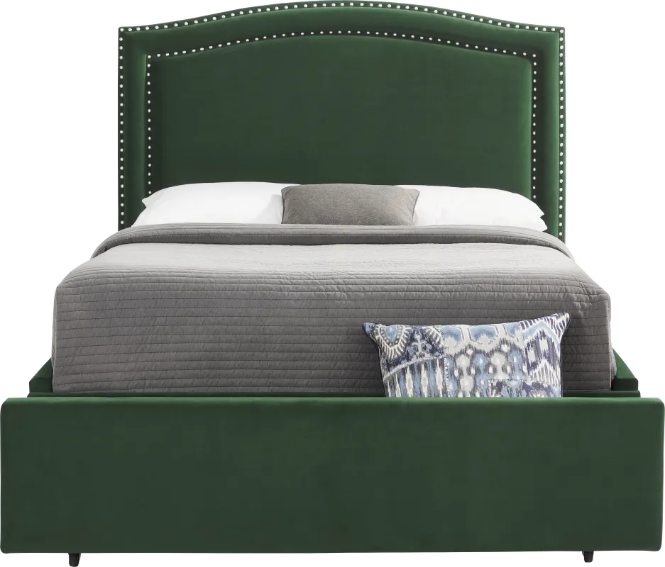 Loden II Green 3 Pc Queen Upholstered Storage Bed