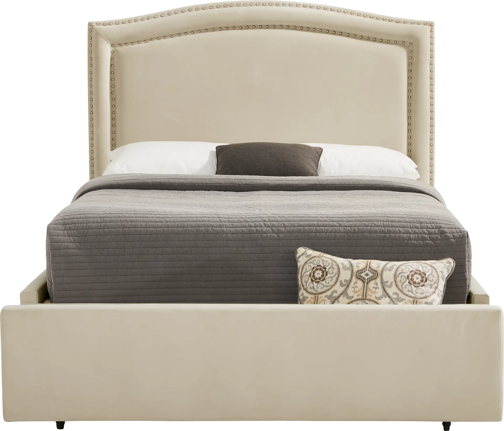 Loden II Cream 3 Pc Queen Upholstered Storage Bed